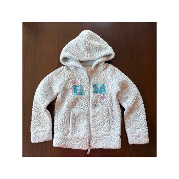 Disney Jumping Beans Elsa Sherpa Hooded Full Zip Jacket Size 5 - Picture 1 of 5